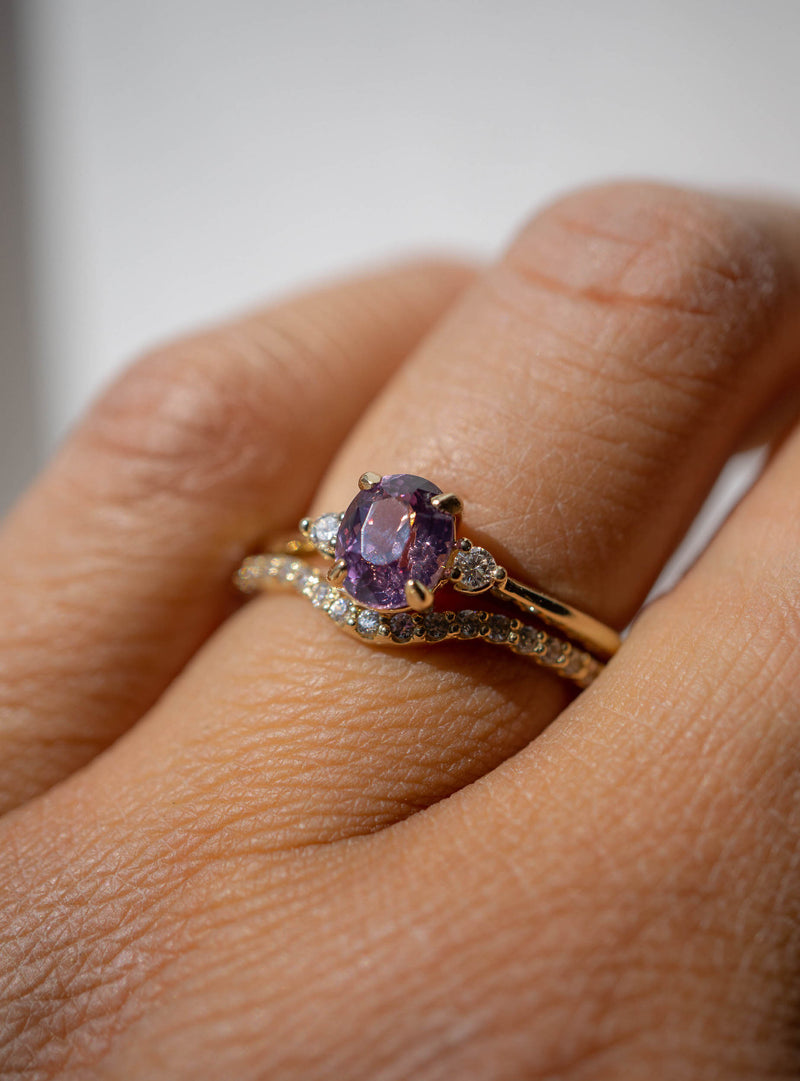 First Dance Ring - 1.09ct Oval Purple-Pink Sapphire 3-stone ring *SOLD