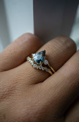 Cherish Ring - 1.28ct Pear Teal-Blue Sapphire 3-stone Ring *Ready-to-Ship