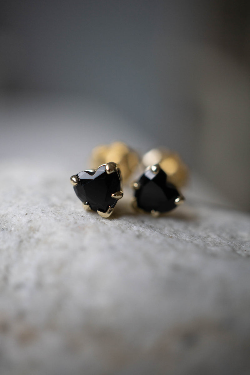 Black Onyx Heart Studs *Made-to-Order