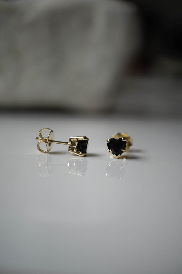 Black Onyx Heart Studs *Made-to-Order