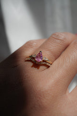 0.7ct Peachy-Pink Pear Sapphire 3-stone Ring *Ready-to-Ship