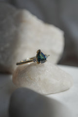 Cherish Ring - 0.83ct Teal-Blue Pear Sapphire 3-stone Ring *Ready-to-Ship