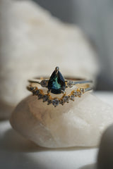 Cherish Ring - 0.83ct Teal-Blue Pear Sapphire 3-stone Ring *Ready-to-Ship
