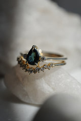 Cherish Ring - 0.83ct Teal-Blue Pear Sapphire 3-stone Ring *Ready-to-Ship