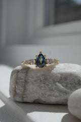 0.79ct Teal-Blue Pear Sapphire Ring *Ready-to-Ship