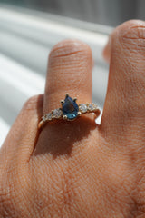 0.79ct Teal-Blue Pear Sapphire Ring *Ready-to-Ship