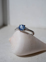 First Dance Ring - 1.06ct Round Light Sky Blue Sapphire 3-stone ring *Ready-to-Ship
