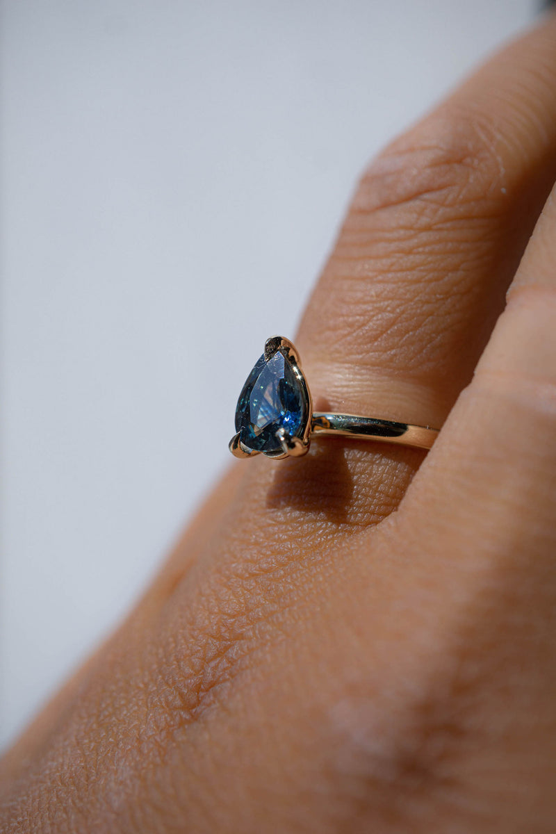 1.20ct Teal Ocean Blue Pear Sapphire Solitaire *Ready-to-Ship