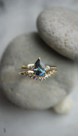 Cherish Ring - 1.28ct Pear Teal-Blue Sapphire 3-stone Ring *SOLD