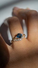 First Dance Ring - 1.23ct Round Deep Blue Sapphire 3-stone ring *Ready-to-Ship