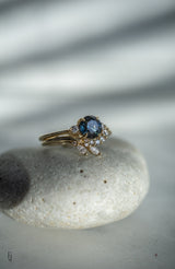 First Dance Ring - 1.23ct Round Deep Blue Sapphire 3-stone ring *Ready-to-Ship