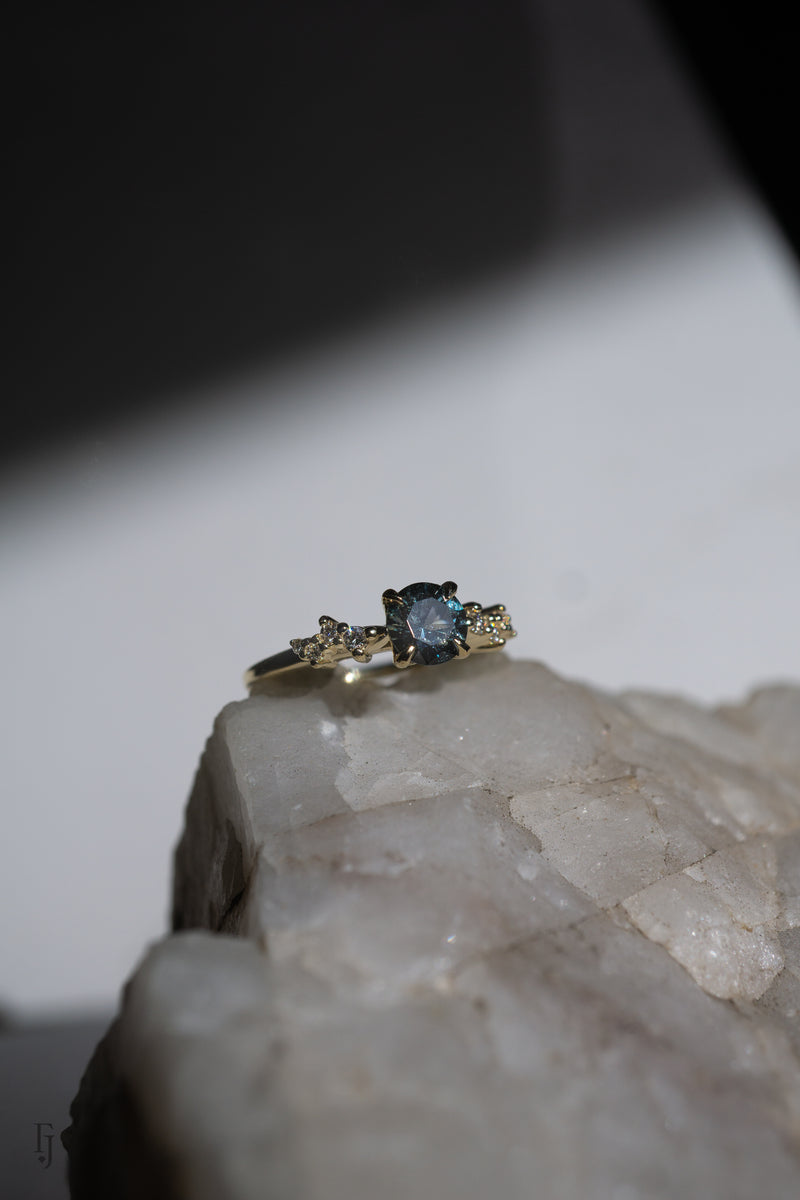 0.85ct Natural Teal Green-Blue Sapphire Engagement Ring *Ready-to-Ship