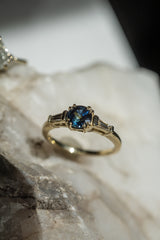 1.2ct Round Blue Sapphire 3-stone ring *Ready-to-Ship