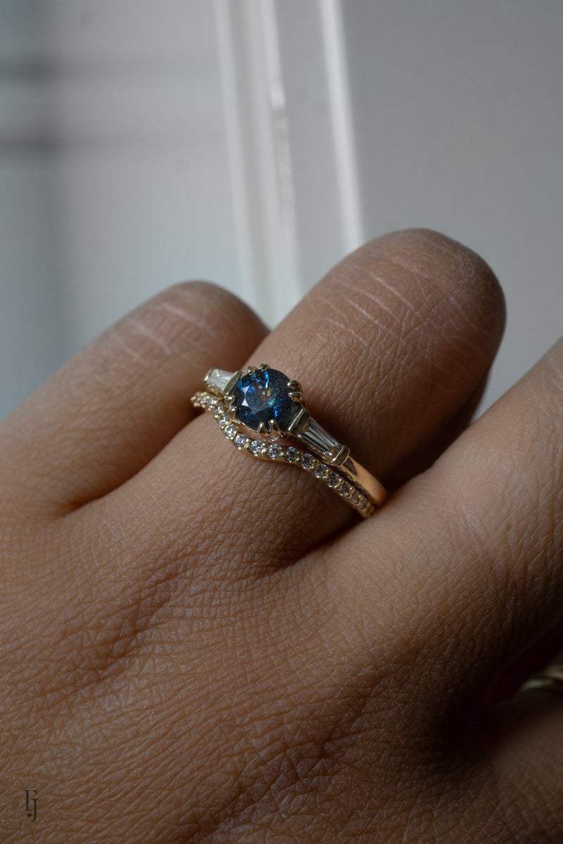 1.2ct Round Blue Sapphire 3-stone ring *Ready-to-Ship