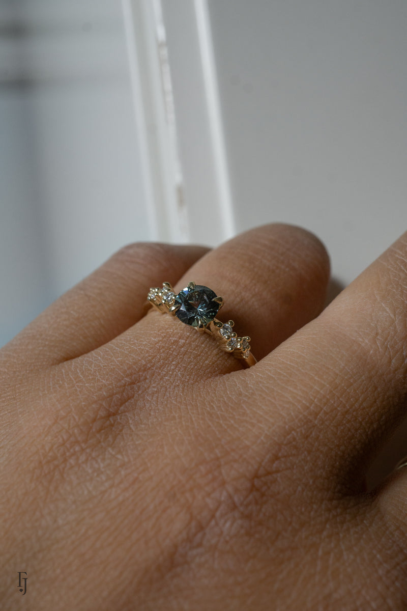 0.85ct Natural Teal Green-Blue Sapphire Engagement Ring *Ready-to-Ship