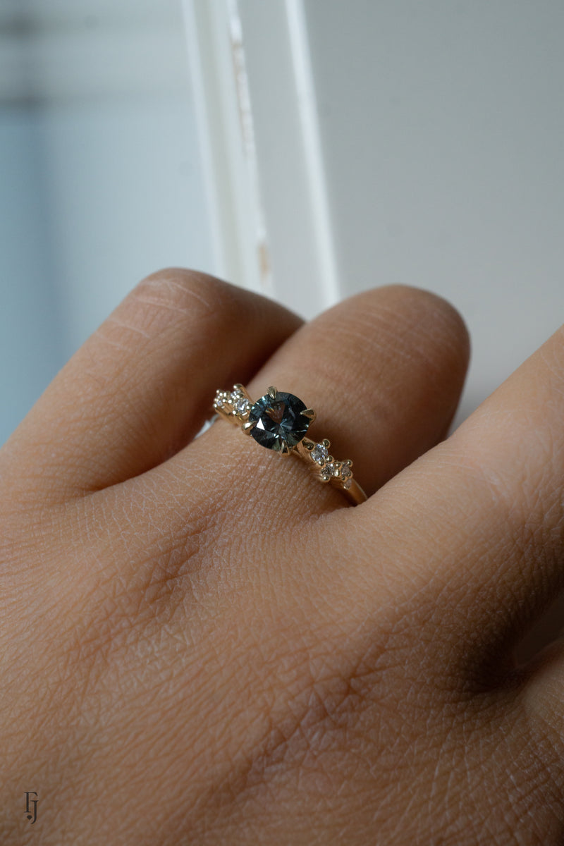 0.85ct Natural Teal Green-Blue Sapphire Engagement Ring *Ready-to-Ship