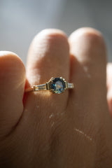 1.2ct Round Blue Sapphire 3-stone ring *Ready-to-Ship