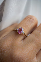 First Dance Ring - 0.95ct Oval Pink Sapphire 3-stone ring *Ready-to-Ship
