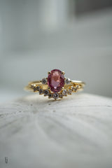 First Dance Ring - 0.95ct Oval Pink Sapphire 3-stone ring *Ready-to-Ship