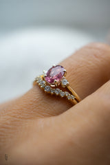 First Dance Ring - 0.95ct Oval Pink Sapphire 3-stone ring *Ready-to-Ship