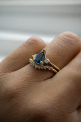 Cherish Ring - 1.18ct Teal-Blue Pear Sapphire 3-stone Ring *Ready-to-Ship