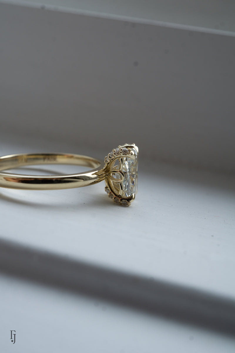 Hidden Halo - 1.32ct Elongated Cushion Lab Diamond Solitaire Engagement Ring *Ready-to-Ship