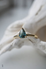 0.9ct Natural Teal Blue-Green Pear Sapphire Solitaire *Ready-to-Ship