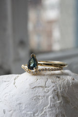 0.9ct Natural Teal Blue-Green Pear Sapphire Solitaire *Ready-to-Ship