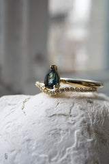 0.9ct Natural Teal Blue-Green Pear Sapphire Solitaire *Ready-to-Ship