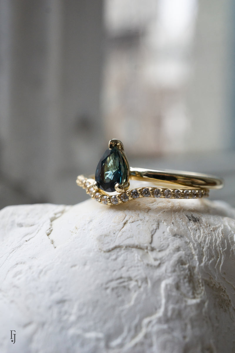 0.9ct Natural Teal Blue-Green Pear Sapphire Solitaire *Ready-to-Ship