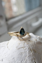 0.9ct Natural Teal Blue-Green Pear Sapphire Solitaire *Ready-to-Ship