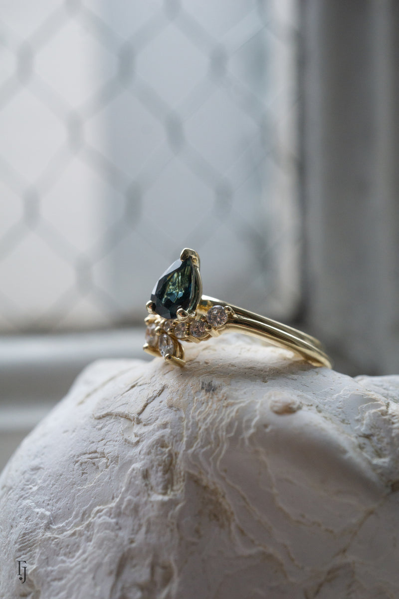 0.9ct Natural Teal Blue-Green Pear Sapphire Solitaire *Ready-to-Ship