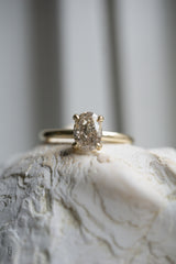 1.01ct Solitaire Oval Light Champagne Natural Diamond Engagement Ring *Ready-to-Ship