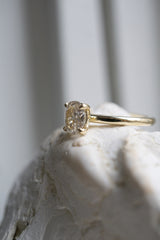 1.01ct Solitaire Oval Light Champagne Natural Diamond Engagement Ring *Ready-to-Ship