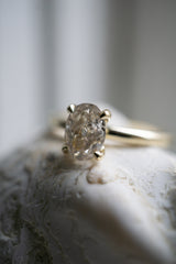 1.01ct Solitaire Oval Light Champagne Natural Diamond Engagement Ring *Ready-to-Ship