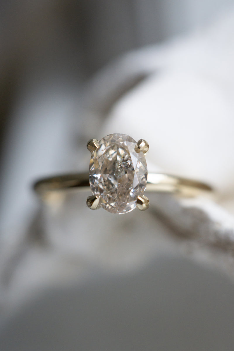 1.01ct Solitaire Oval Light Champagne Natural Diamond Engagement Ring *Ready-to-Ship