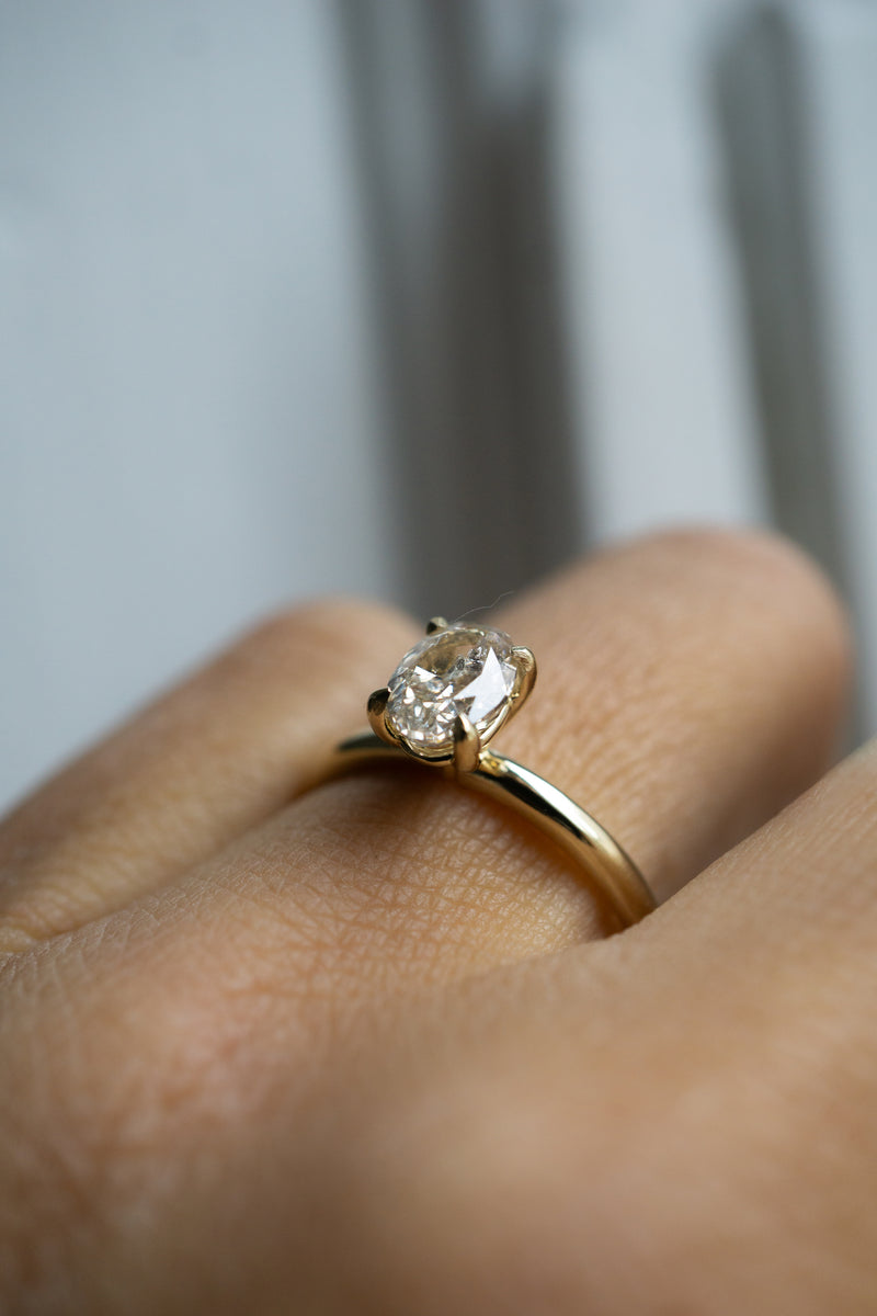 1.01ct Solitaire Oval Light Champagne Natural Diamond Engagement Ring *Ready-to-Ship