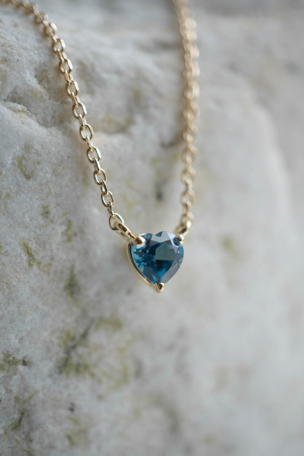 Natural Heart London Blue Topaz Pendant Necklace *Made-to-Order