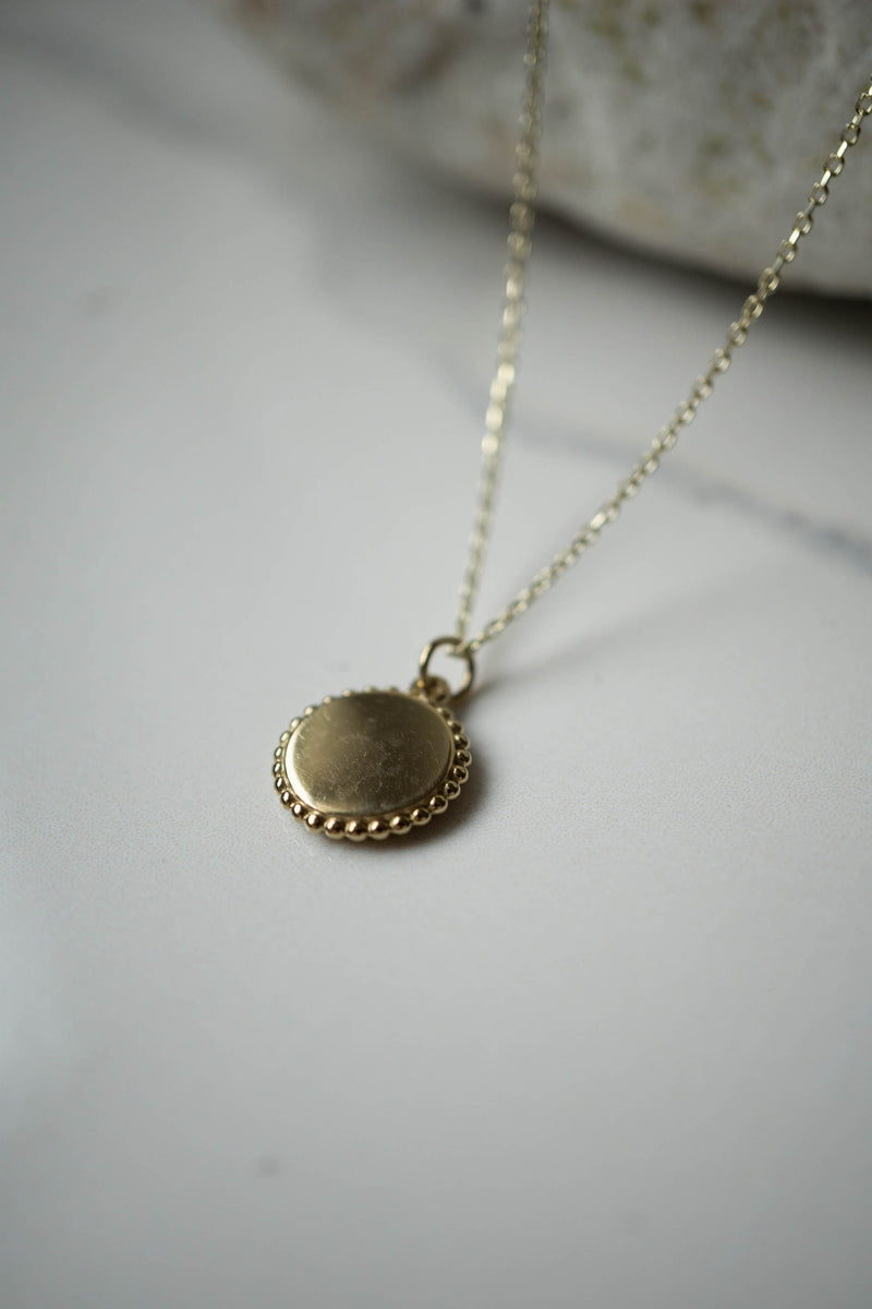 Beaded Engravable Disc Pendant Necklace *Made-to-Order