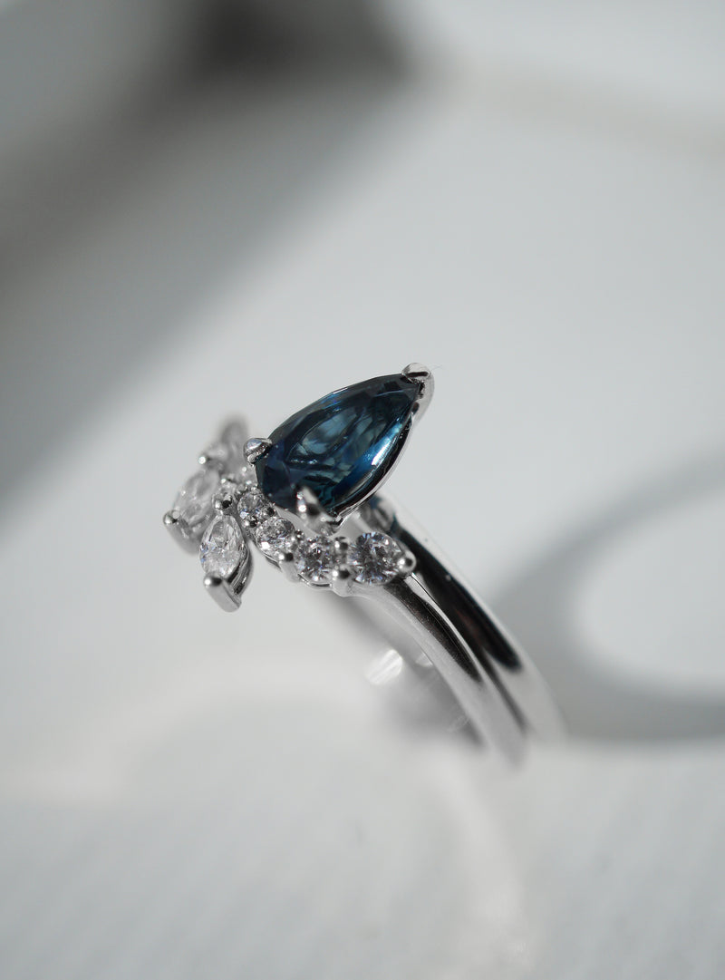 0.95ct Teal Ocean Blue Pear Sapphire Solitaire *SOLD