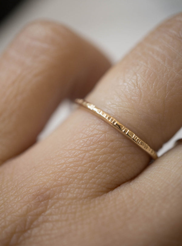Textured Lines Stacker - 14K Yellow Gold-Fill