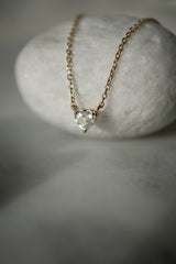 Natural Heart White Sapphire Pendant Necklace *Made-to-Order
