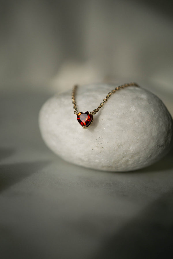 Natural Heart Garnet Pendant Necklace *Made-to-Order