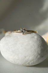 White Sapphire Lovenote Heart Ring *Made-to-Order