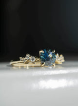 0.9ct Natural Teal Blue-Green Sapphire Engagement Ring *SOLD