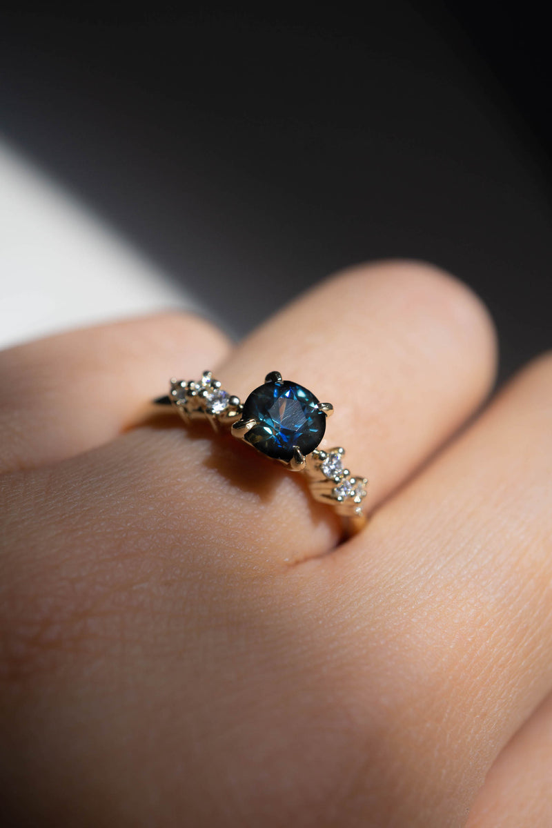 0.9ct Natural Teal Blue-Green Sapphire Engagement Ring *SOLD