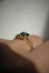 0.9ct Natural Teal Blue-Green Sapphire Engagement Ring *SOLD