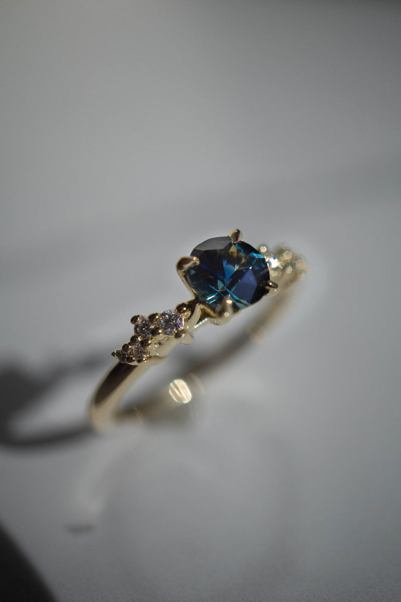 0.9ct Natural Teal Blue-Green Sapphire Engagement Ring *SOLD