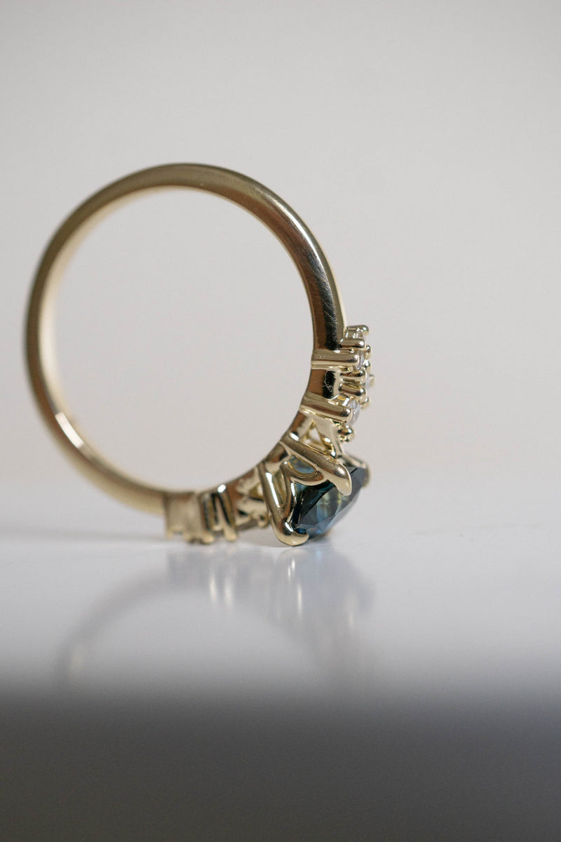 0.9ct Natural Teal Blue-Green Sapphire Engagement Ring *SOLD