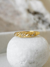 Encrusted Croissant Ring
